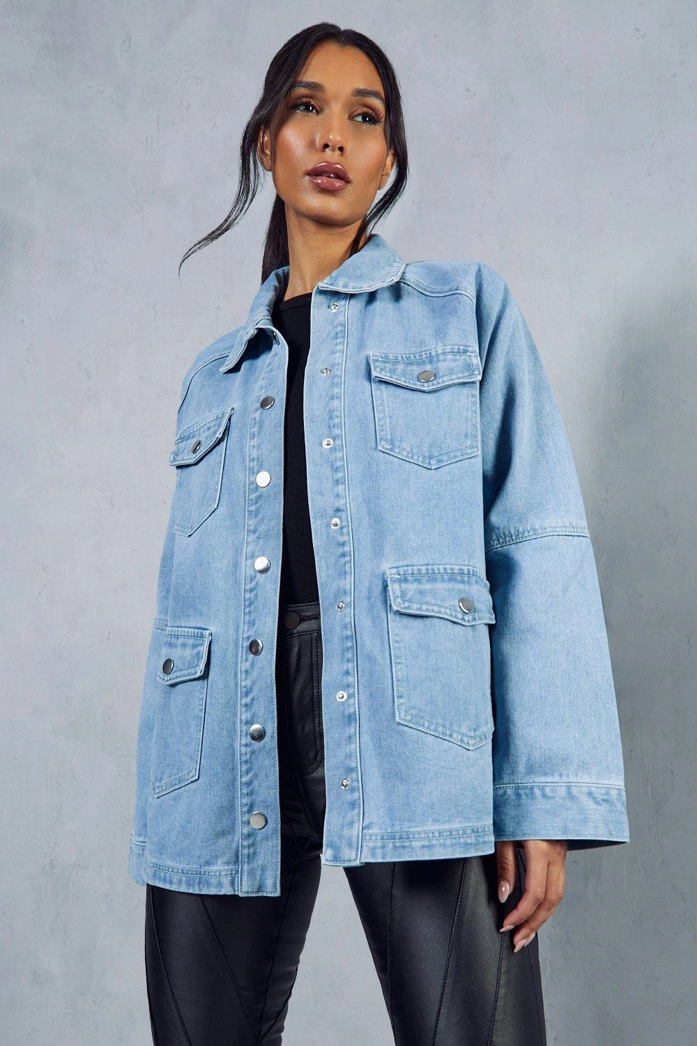 Oversized Denim Utility Jacket 1 Oversized Denim Utility Jacket