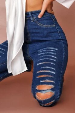 Ripped Knee Skinny Jeans -Cheap Dress Store mid wash ripped knee skinny jeans 3