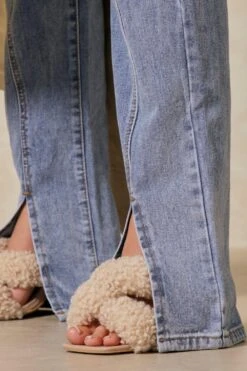 Straight Leg Seam Detail Split Front Jean 11 Straight Leg Seam Detail Split Front Jean -Cheap Dress Store mid wash straight leg seam detail split front jean 5