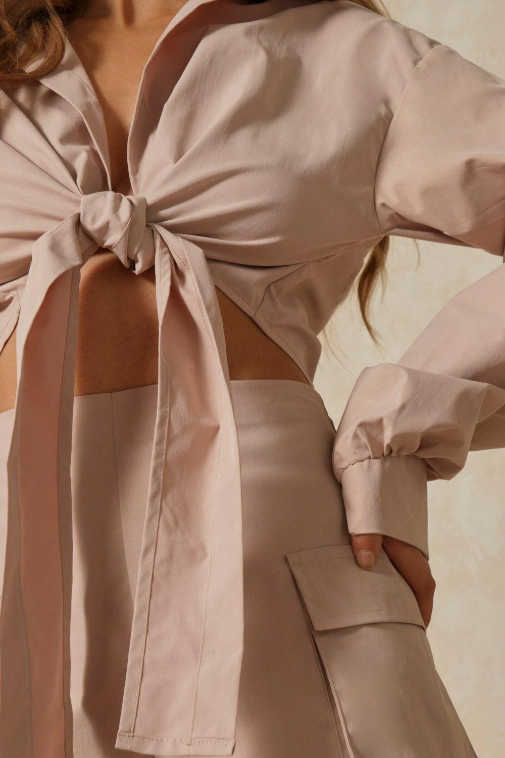 Poplin Oversized Tie Front Shirt 2 Poplin Oversized Tie Front Shirt - Image 2