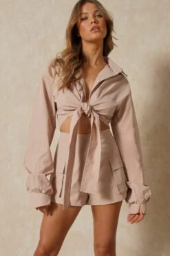 Poplin Oversized Tie Front Shirt 9 Poplin Oversized Tie Front Shirt -Cheap Dress Store orange poplin oversized tie front shirt 3