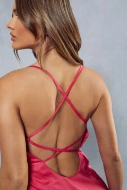 Lace Insert Satin Cowl Neck Maxi Dress -Cheap Dress Store pink lace insert satin cowl neck maxi dress 5