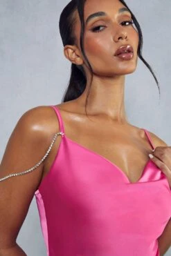 Premium Satin Diamante Strap Split Leg Maxi Dress 9 Premium Satin Diamante Strap Split Leg Maxi Dress -Cheap Dress Store pink premium satin diamante strap split leg maxi dress 4