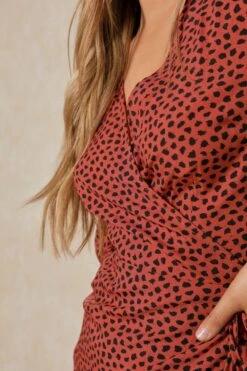 Animal Spot Frill Hem Wrap Dress -Cheap Dress Store rose animal spot frill hem wrap dress 5