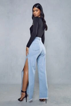 Side Split Straight Leg Light Wash Jean 8 Side Split Straight Leg Light Wash Jean -Cheap Dress Store side split straight leg light wash jean 2