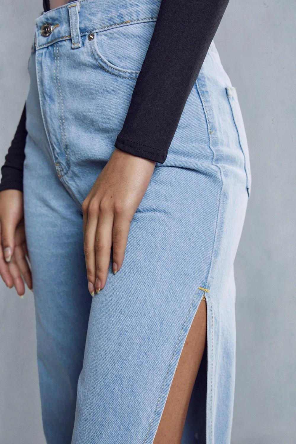 Side Split Straight Leg Light Wash Jean 6 Side Split Straight Leg Light Wash Jean - Image 6