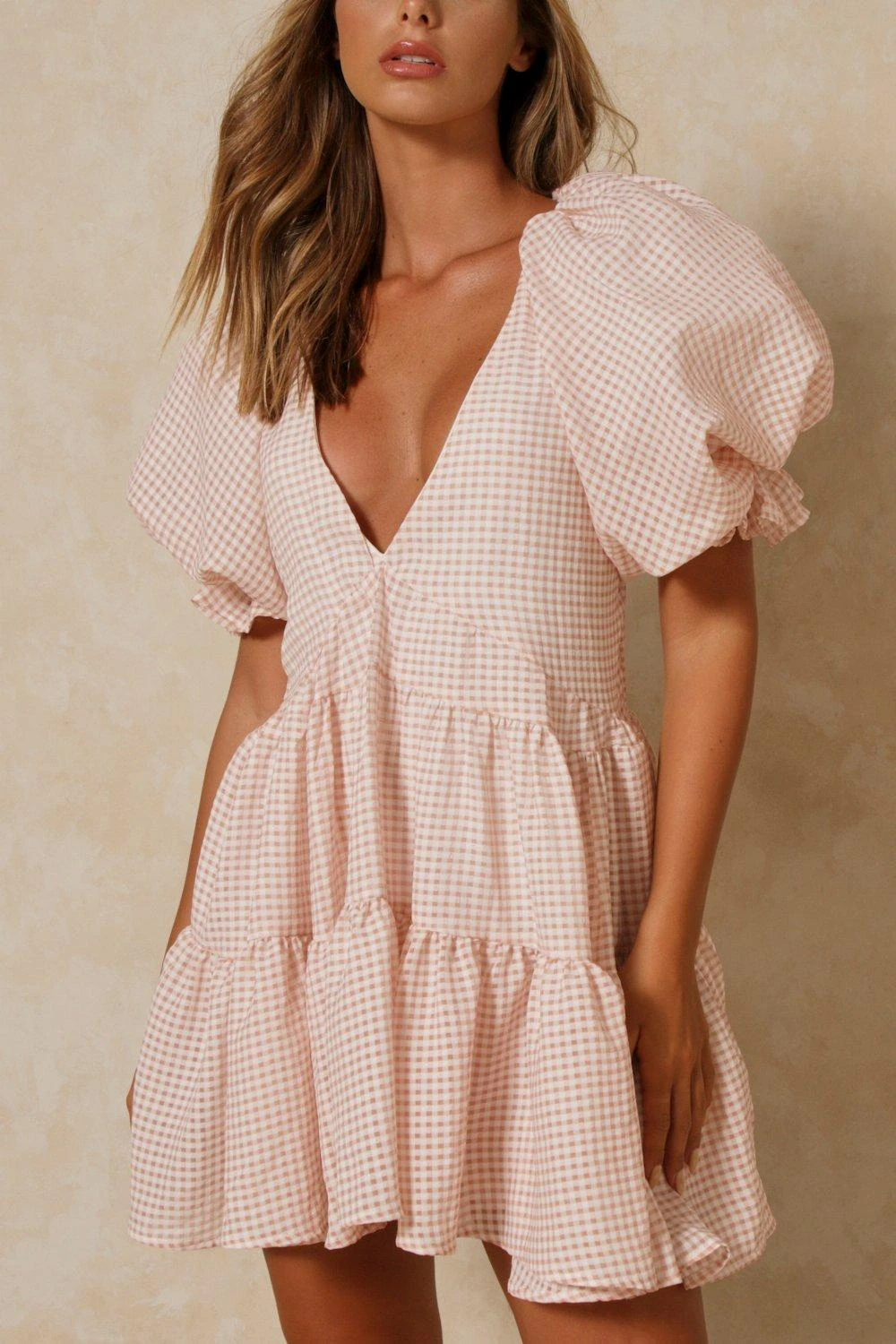 Check Extreme Puff Sleeve Smock Dess 3 Check Extreme Puff Sleeve Smock Dess - Image 3