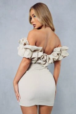 Linen Frill Off Shoulder Bodycon Mini Dress 8 Linen Frill Off Shoulder Bodycon Mini Dress -Cheap Dress Store stone linen frill off shoulder bodycon mini dress 2