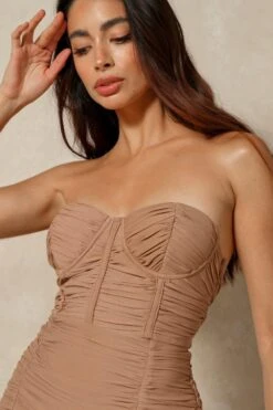 Mesh Corset Cupped Bandeau Mini Dress -Cheap Dress Store stone mesh corset cupped bandeau mini dress 3