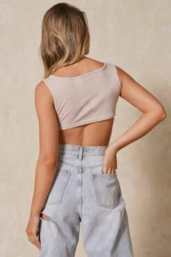 Ribbed Scoop Crop Top -Cheap Dress Store stone ribbed scoop crop top 2