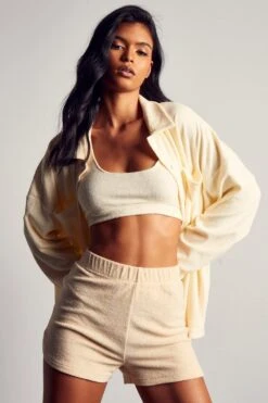 Towelling Scoop Neck Crop Top