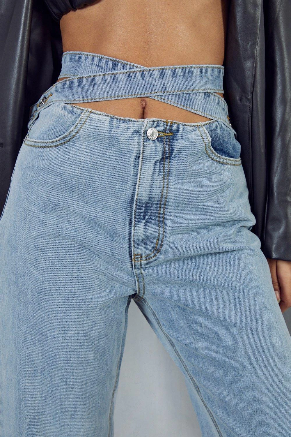 Wrap Detail Waistband Straight Leg Jean 2 Wrap Detail Waistband Straight Leg Jean - Image 2